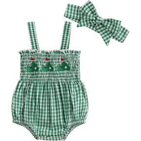 Newborn Baby Girl My First July 4th Outfit Letter Embroidery Shirred Sleeveless Bubble Romper Set Infant Clothes in Saudi Arabia