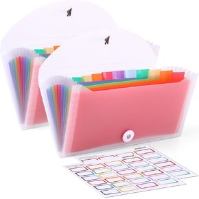 Nicecho Receipt Coupon Organizer, 13 Pockets Small Accordion File Organizer with Labels for Receipt Cards, Bill Business, Coupons Storage, 10.2X 5.1 Inches in Kuwait