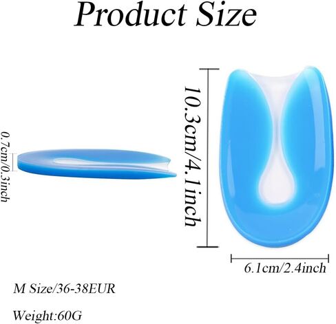 1PAIR الأزرق السيليكون على شكل كعب على شكل حرف U إدراج منصات الكعب غير المرئية غير المرئية وسائد الكعب الهلام الناعمة الدعم لامتصاص الصدمات للنساء الرجال (كبير) in Saudi Arabia