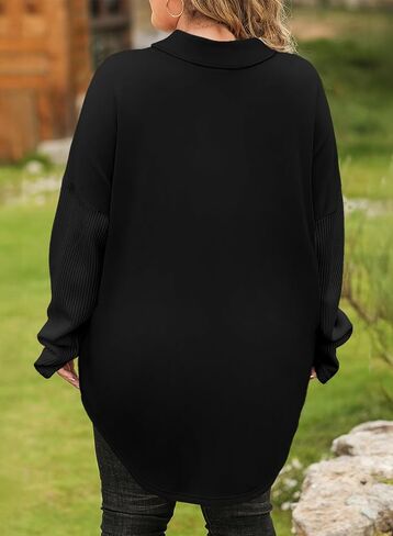 eytino plus sweatshirts for women button v neck long sleeve waffle platcor tops pullover tops (1x-5x) in Saudi Arabia