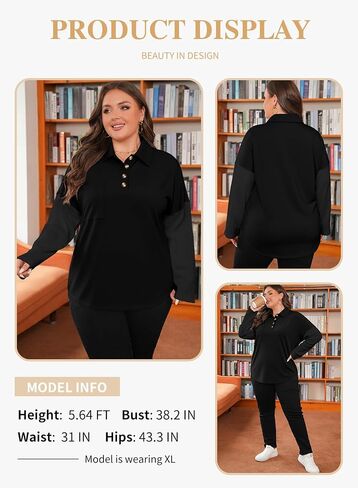eytino plus sweatshirts for women button v neck long sleeve waffle platcor tops pullover tops (1x-5x) in Saudi Arabia