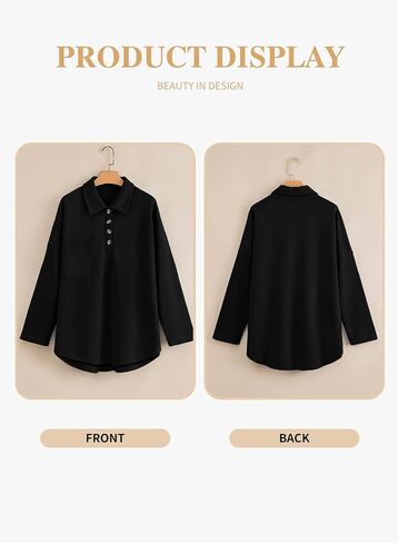 eytino plus sweatshirts for women button v neck long sleeve waffle platcor tops pullover tops (1x-5x) in Saudi Arabia