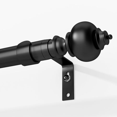 Black Curtain Rods for Windows 32-90 inch, Adjustable Curtain Rods with Brackets, Heavy Duty Window Rods with Round Finials, Easy Install in Saudi Arabia