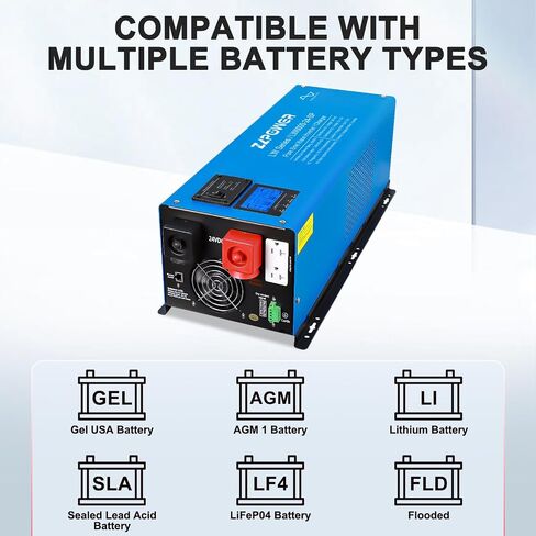 ZLPOWER 6000W Peak 18000W Pure Sine Wave Inverter Charger, 24V DC to 120/240V Split Phase, Low Frequency Inverter, LCD Display, Off Grid for Truck Boat Home RV(LW 6000W-24V) in Saudi Arabia