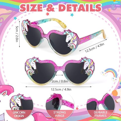 Kids Sunglasses Girls Unicorn Heart Eyeglasses UV Protection Toddler Sunglasses with Sunglass Case For Beach Party in Kuwait
