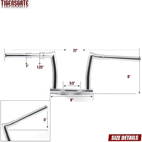 Chrome 8 بوصات Z-Bar Ape Hanger Handbar لـ Harley 07-Later XL883L و XL883N و XL1200CX و XL1200L و XL1200N و XL1200NS و XL1200T و XL1200V و XL1200X و XL1200XS in Saudi Arabia