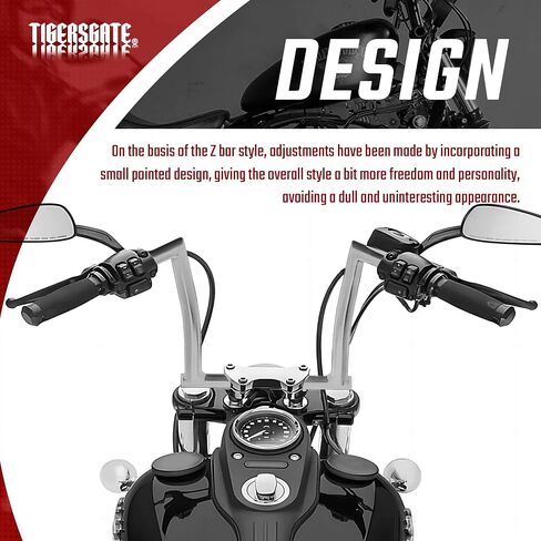 Chrome 8 بوصات Z-Bar Ape Hanger Handbar لـ Harley 07-Later XL883L و XL883N و XL1200CX و XL1200L و XL1200N و XL1200NS و XL1200T و XL1200V و XL1200X و XL1200XS in Saudi Arabia