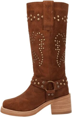 Dingo Womens Troubadour Round Round Toe سحب أحذية غير رسمية فوق كعب منتصف الركبة 2-3 " - بني in Saudi Arabia