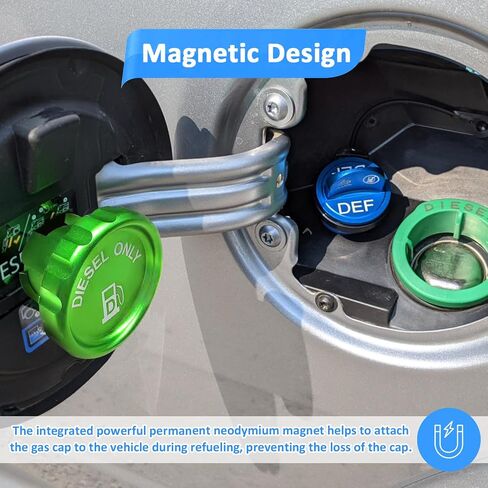 WSays Green Magnetic Diesel Cap 6061 متوافق مع Dodge RAM 1500 2500 3500 2019-2024 استبدال الجزء 82215782 in Saudi Arabia