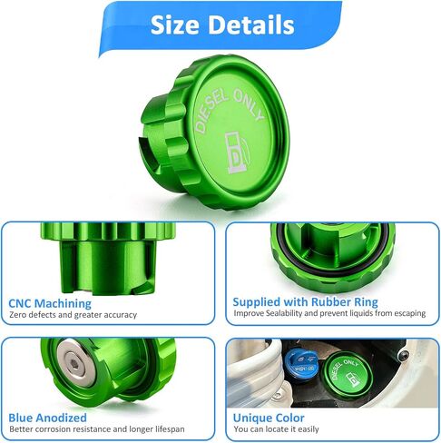 WSays Green Magnetic Diesel Cap 6061 متوافق مع Dodge RAM 1500 2500 3500 2019-2024 استبدال الجزء 82215782 in Saudi Arabia