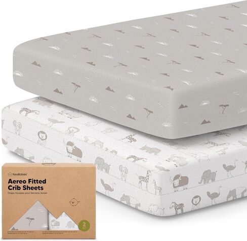 KeaBabies 2-Pack Fitted Crib Sheets for Boys, Girls, Baby - Soft Bamboo Viscose Cotton, 52x28 Standard Crib Mattress Sheets, Toddler Bed Mattress Cover, Gender Neutral, Breathable, Durable (Sage) in Saudi Arabia