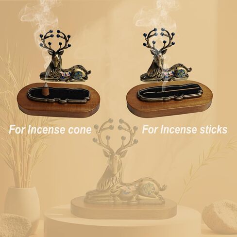 Elk-Shaped Enamel Brass Incense Holder with Ash Catcher for Sticks, Cone Incense, and Smaller Incense (Up to 10cm), Spiritual Home Decor, Altar Centerpiece, and a Unique Meditation Gift. in Saudi Arabia