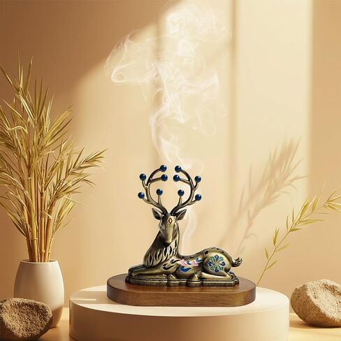 Elk-Shaped Enamel Brass Incense Holder with Ash Catcher for Sticks, Cone Incense, and Smaller Incense (Up to 10cm), Spiritual Home Decor, Altar Centerpiece, and a Unique Meditation Gift. in Saudi Arabia