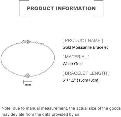 18K Gold Moissanite Bracelet for Women,Dainty Adjustable Extension Chain Bracelet with Moissanite,Fashion Jewelry Gifts for Her in Saudi Arabia