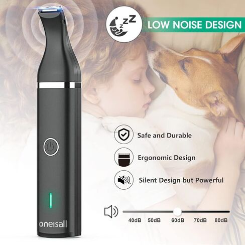 oneisall Dog Clippers with Double Blades,Cordless Small Pet Hair Grooming Trimmer,Low Noise for Trimming Dog's Hair Around Paws, Eyes, Ears, Face, Rump (White) in Kuwait