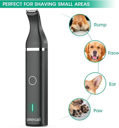 oneisall Dog Clippers with Double Blades,Cordless Small Pet Hair Grooming Trimmer,Low Noise for Trimming Dog's Hair Around Paws, Eyes, Ears, Face, Rump (White) in Kuwait