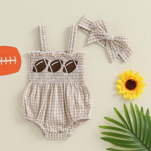 Newborn Baby Girl My First July 4th Outfit Letter Embroidery Shirred Sleeveless Bubble Romper Set Infant Clothes in Kuwait