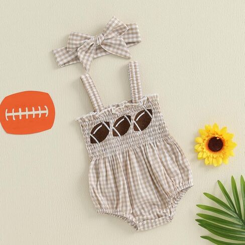 Newborn Baby Girl My First July 4th Outfit Letter Embroidery Shirred Sleeveless Bubble Romper Set Infant Clothes in Kuwait