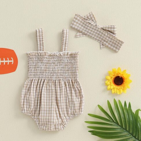 Newborn Baby Girl My First July 4th Outfit Letter Embroidery Shirred Sleeveless Bubble Romper Set Infant Clothes in Kuwait