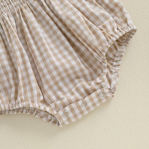 Newborn Baby Girl My First July 4th Outfit Letter Embroidery Shirred Sleeveless Bubble Romper Set Infant Clothes in Kuwait