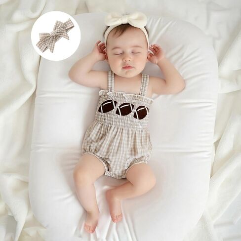 Newborn Baby Girl My First July 4th Outfit Letter Embroidery Shirred Sleeveless Bubble Romper Set Infant Clothes in Kuwait