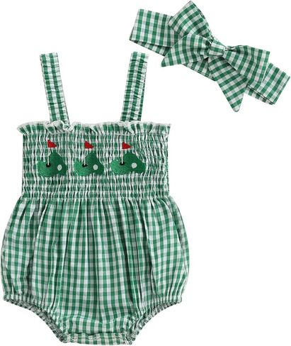 Newborn Baby Girl My First July 4th Outfit Letter Embroidery Shirred Sleeveless Bubble Romper Set Infant Clothes in Saudi Arabia