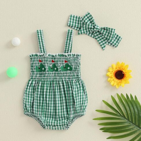 Newborn Baby Girl My First July 4th Outfit Letter Embroidery Shirred Sleeveless Bubble Romper Set Infant Clothes in Saudi Arabia