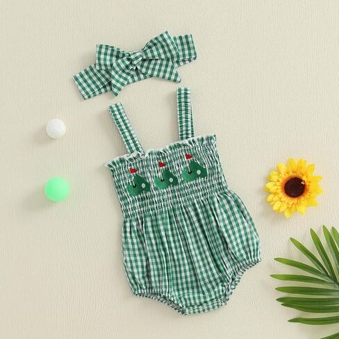 Newborn Baby Girl My First July 4th Outfit Letter Embroidery Shirred Sleeveless Bubble Romper Set Infant Clothes in Saudi Arabia