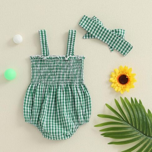 Newborn Baby Girl My First July 4th Outfit Letter Embroidery Shirred Sleeveless Bubble Romper Set Infant Clothes in Saudi Arabia