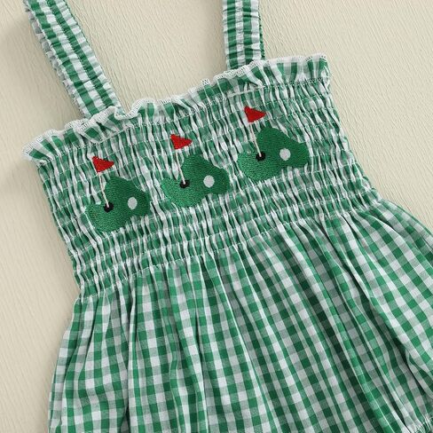 Newborn Baby Girl My First July 4th Outfit Letter Embroidery Shirred Sleeveless Bubble Romper Set Infant Clothes in Saudi Arabia