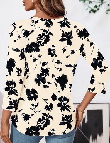 LOMON Womens Tops 3/4 Length Sleeve V Neck Business Casual Blouses Summer Tees Shirts 2025 in Saudi Arabia