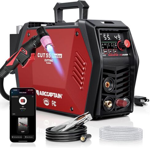 ARCCAPTAIN iControl Cut55 Pro Plasma Cutter, [APP Control] 55 Amp Non-Touch Pilot Arc 110V/220V Plasma Cutter Machine, Large LED Display and 2T/4T, 3/4 inch Maximum Cut, DC Inverter IGBT in Saudi Arabia