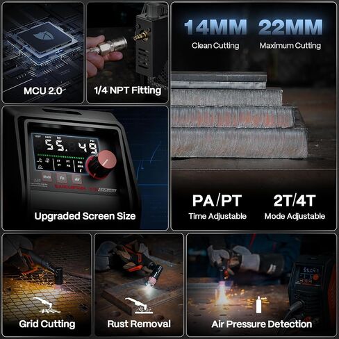 ARCCAPTAIN iControl Cut55 Pro Plasma Cutter, [APP Control] 55 Amp Non-Touch Pilot Arc 110V/220V Plasma Cutter Machine, Large LED Display and 2T/4T, 3/4 inch Maximum Cut, DC Inverter IGBT in Saudi Arabia