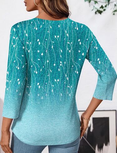LOMON Womens Tops 3/4 Length Sleeve V Neck Business Casual Blouses Summer Tees Shirts 2025 in Saudi Arabia