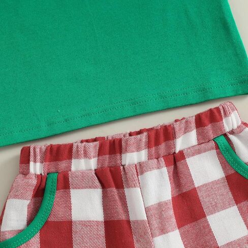 Toddler Baby Boy Summer Outfits Short Sleeve Embroidered T Shirt Tees + Striped/Plaid Shorts Infant Clothes Set in Kuwait