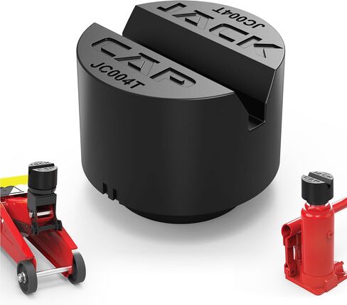 JC004T 2-in-1 Universal 4 Ton Bottle Jack Pad & Floor Jack Pad, Rubber Slotted Pinch Weld Protector Puck, Engineered in USA in Saudi Arabia