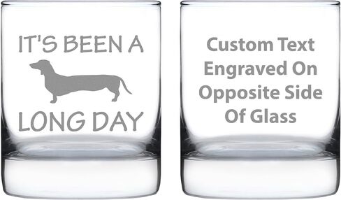 Long Day - Funny Dachshund Whiskey Rocks Glass Gifts for Men & Women - Fun Whisky Drinking Tumbler Décor in Kuwait