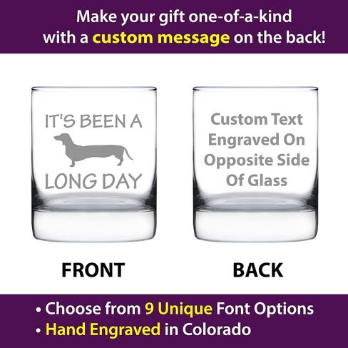 Long Day - Funny Dachshund Whiskey Rocks Glass Gifts for Men & Women - Fun Whisky Drinking Tumbler Décor in Kuwait