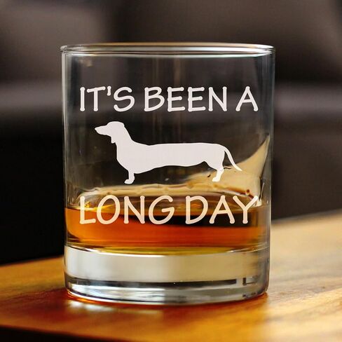 Long Day - Funny Dachshund Whiskey Rocks Glass Gifts for Men & Women - Fun Whisky Drinking Tumbler Décor in Kuwait