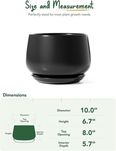 LE TAUCI Ceramic Planters, 10 Inch Pots for Plants, Indoor Plant Pots with Drainage Holes and Saucers, Modern Planters Fit Mid Century Plant Stand, Flower Pots for Indoor Plants, Reactive Glaze Beige in Kuwait