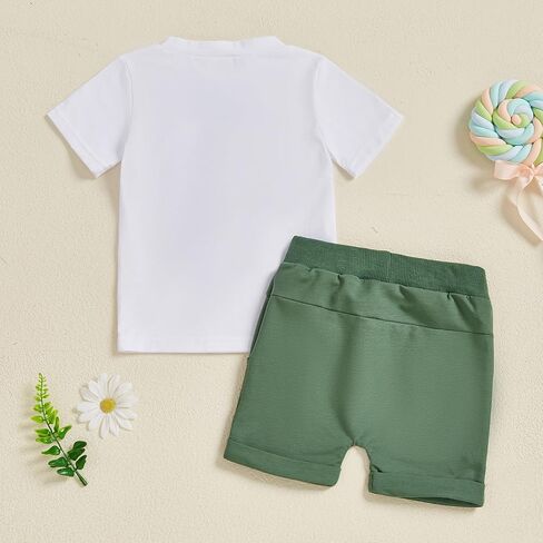 fhutpw Toddler Baby Boy Summer Clothes Embroidery T-Shirt Casual Shorts Sets Infant Truck Excavator Dinosaur Pattern Outfits in Saudi Arabia
