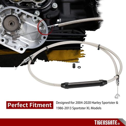 كابل القابض الممتد للـ Tigersagte لعام 1986-2013 Harley Sportster XL & 2004-2020 Sportster Models (Chrome ، Stainless Steel ، +10 "، 67 1/4 ') in Saudi Arabia