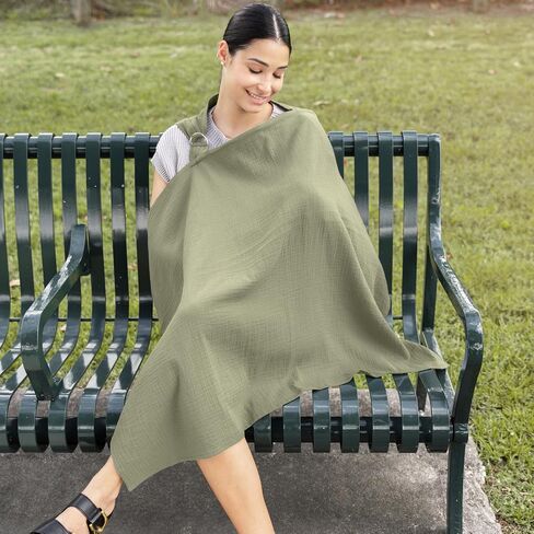 Comfy Cubs Muslin Nursing Cover - 100% Muslin Breastfeeding Cover for Moms - Soft & Breathable Baby Nursing Scarf with Adjustable Neck Strap - Portable, Lightweight & Privacy Coverage - Sand in Saudi Arabia