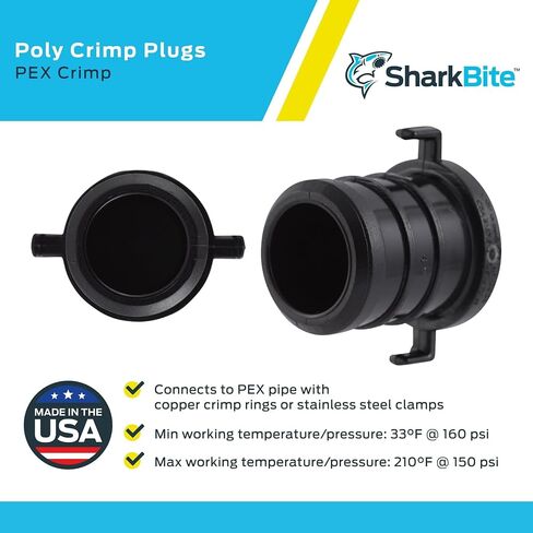 SharkBite 3/4 Inch Poly Crimp Plug, Pack of 25, PEX Pipe, PE-RT, UP518 in Saudi Arabia