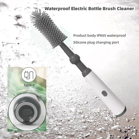 Electric Baby Bottle Brush Cleaner with Extended Handle & Drying Holder, Baby Bottle Brush Set with Silicone Bottle/Nipple/Crevice/Brush,Straw Cleaner,Lifesaver Automatic Bottle Cleaner,Pink in Kuwait