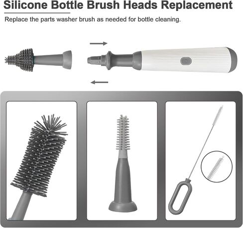 Electric Baby Bottle Brush Cleaner with Extended Handle & Drying Holder, Baby Bottle Brush Set with Silicone Bottle/Nipple/Crevice/Brush,Straw Cleaner,Lifesaver Automatic Bottle Cleaner,Pink in Kuwait