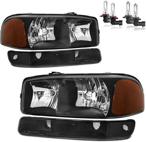 المصابيح الأمامية لـ 1999-2007 GMC Sierra ، لعام 1999-2006 GMC Yukon Halogen بديل ، شعاع مرتفع/منخفض مع المصابيح ، السائق والراكب. in Kuwait