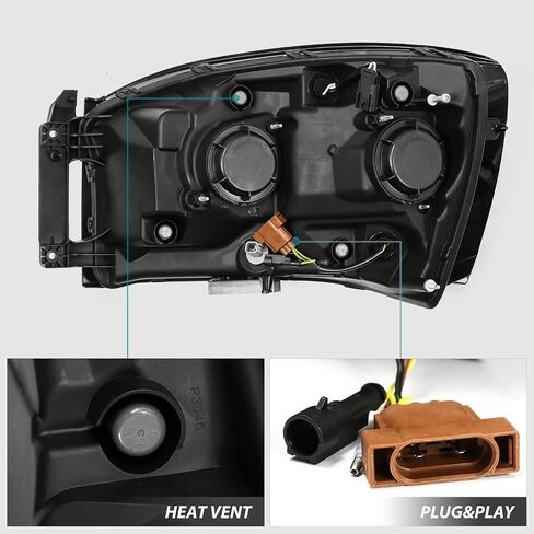 Alpharex (Pro-Series) 2006-2008 Dodge Ram Projector المصابيح الأمامية-Alpha-Black in Kuwait