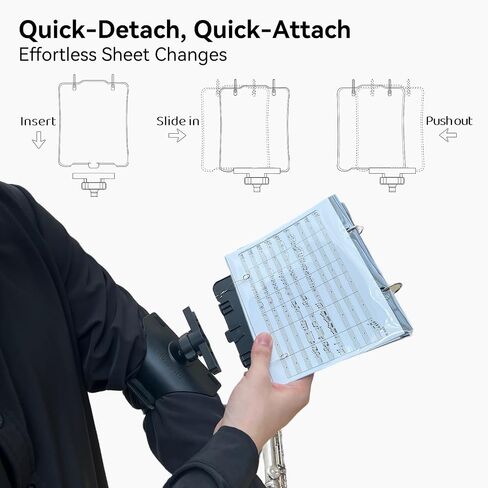 Marching Lyre MB-SB10, Adjustable Marching Band Music Lyre for Snare Drum and Bass Drum with 10 Pages, Holds 20 Sheets of Music in Kuwait