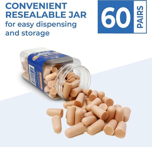Reli. Foam Ear Plugs (60 Pairs) 31 dB NRR | Disposable Foam Ear Plugs for Sleeping Noise Cancelling | Blocks Loud Snoring, Concerts, Travel, Noise Reduction (Peach) in Saudi Arabia